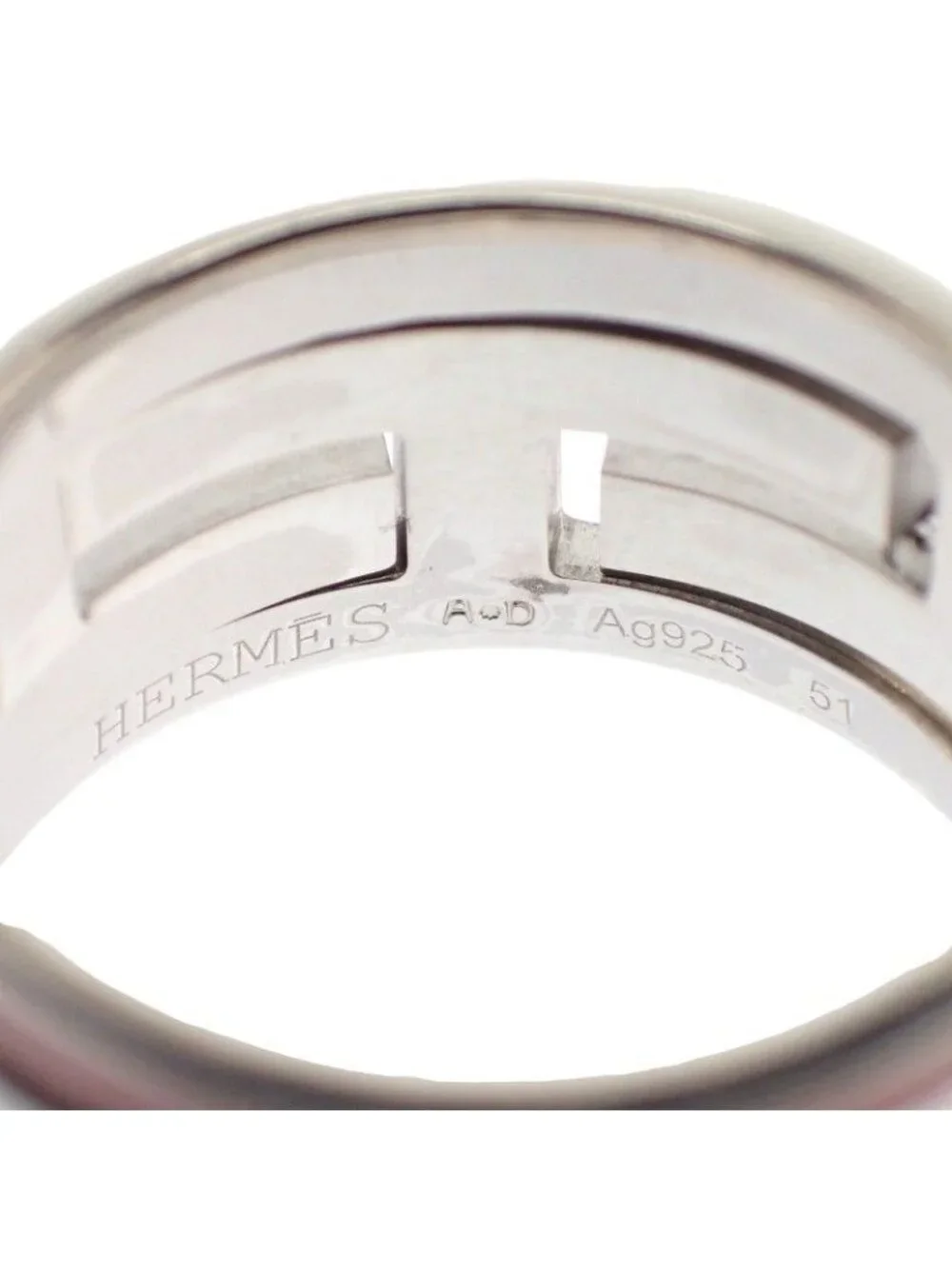 Hermes Move Ash Ring 925 Sterling Silver Pink 51